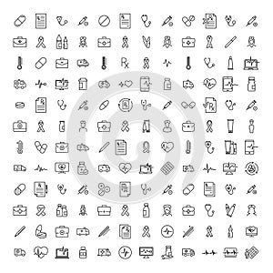 Premium set of medical line icons.