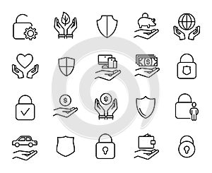 Premium set of safeguard line icons.