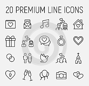 Premium set of wedding line icons.