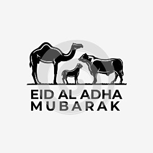 Silhouette of Qurban Camel Cow and Goat Eid Al Adha Qurban Vector Art Isolated EPS photo