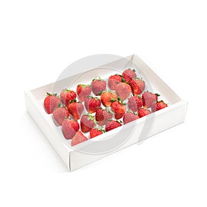 Premium Strawberry in box set isolate on white background