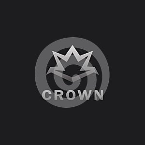 Premium style abstract gold crown logo symbol. Royal king icon. Modern luxury brand element sign.
