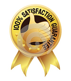 Premium Thumb Up Hand Satisfaction Guarantee certificate badge emblem stamp tag vector illustration