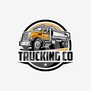 Trucking Company Badge Circle Emblem Vector Logo Template Set Isolated in White Background