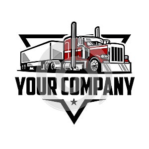 Premium Trucking Company Emblem, Ready Made Logo Template, Vector Isolated photo