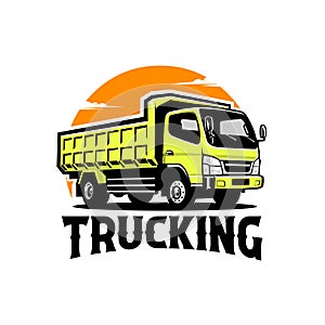 Premium Trucking Logo Silhouette Vector Illustration Isolated