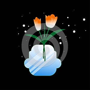 Premium vector l flower orangevector flat design concept ilustration. simple drawing