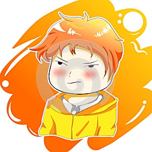Premium vector l image of a cute boy anime character being cranky. stickers, royalty free