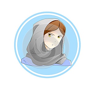 Premium vector l image of a cute woman hijab anime character being cranky.
