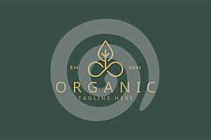 Premium Vector Organic Leaf Logo Nature.Unlimited and Infinity Combine Concept.