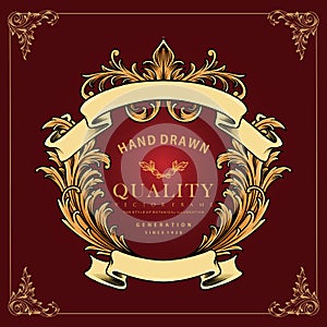 Premium vintage frame with classic gold ribbon