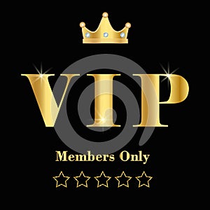 Premium VIP banner with gold elements and crown with diamons