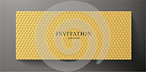 Premium VIP Invitation template with abstract gold triangle pattern carbon texture on background