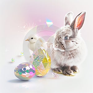 The Premium White Background Collection of Charming Easter Bunny Studio Photography: Capturing the Joy of Spring. photo