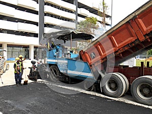 Premix work by construction workers.