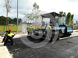 Premix work by construction workers.