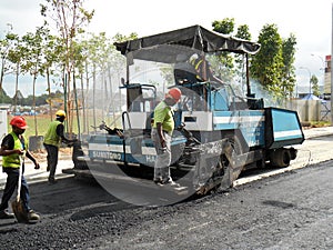 Premix work by construction workers.