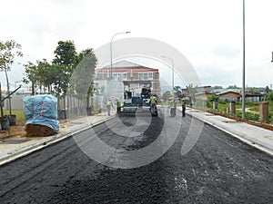 Premix work by construction workers.