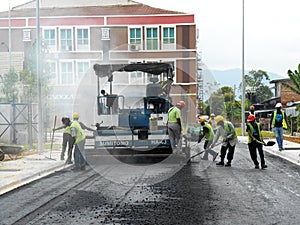 Premix work by construction workers.