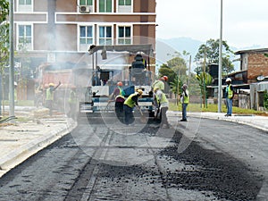 Premix work by construction workers.