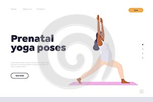 Prenatal yoga poses landing page template offering online training for woman expecting childbirth