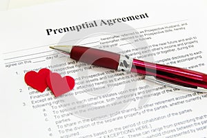 Prenuptial agreement with hearts