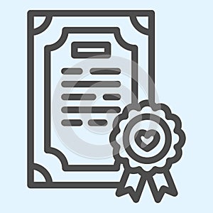 Prenuptial agreement line icon. Certificate, marriage contract. Wedding asset vector design concept, outline style