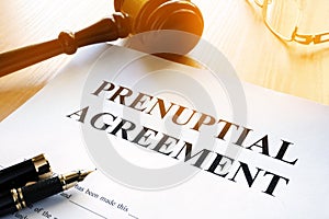 Prenuptial Agreement on a table.