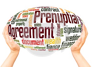 Prenuptial Agreement word cloud hand sphere concept