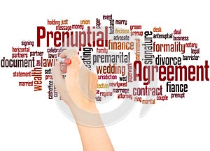 Prenuptial Agreement word cloud hand writing concept