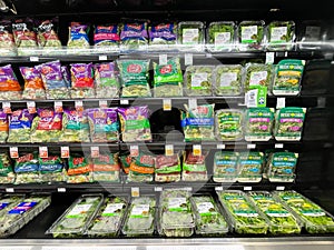 Prepacked variety of lettuce for sale at a grocery store in Simpsonville, SC