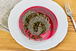 Prepaired braised amaranth - red spinach, in it`s own jucy sauce