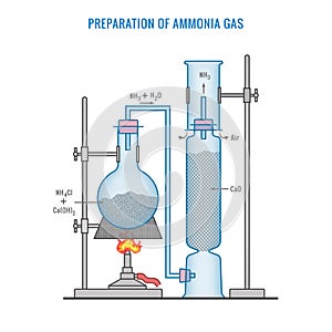Preparation of Ammonia Gas in Laboratory with the help of Ammonium Chloride and Calcium Oxide