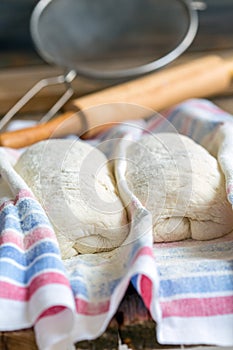 Preparation of bread at home.