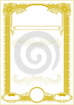 Preparation for certificates. Vertical, with one place for a seal gold.