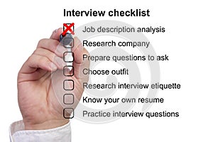 Preparation checklist for a job interview