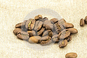 Preparation for a coffee menu is made from coffee beans