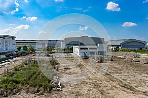 Preparation for construction, the area cleared by bulldozer, background, construction, industry,Ecology