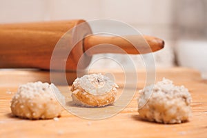 Preparation of Czech homemade sweet scones buns