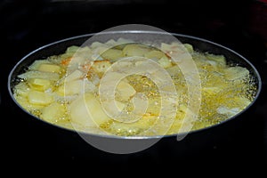 Preparation of a fantastic Spanish potato omelet