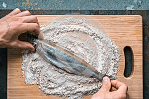 Preparation for frying fish smelt in flour