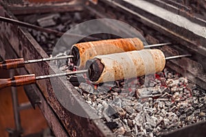 Preparation of the Hungarian traditional kurtos kalacs