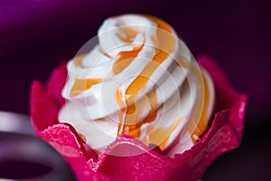 Preparation of ice cream in a waffle cup