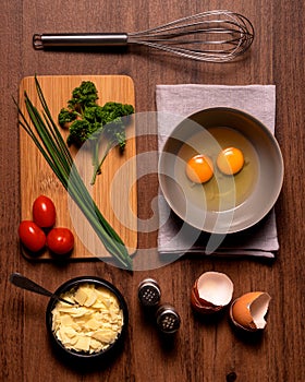 preparation for making an omelet
