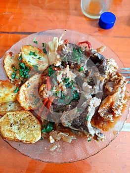 Preparation of meals in Argentina.