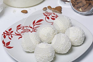 Preparation of Raffaello sweets at home.