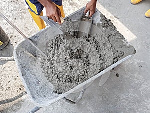 Preparation of slump test for fresh concrete