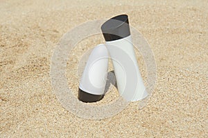 Preparation sunbathing on the beach