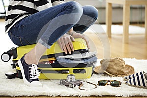 Preparation travel suitcase at home