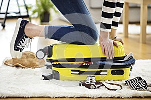 Preparation travel suitcase at home